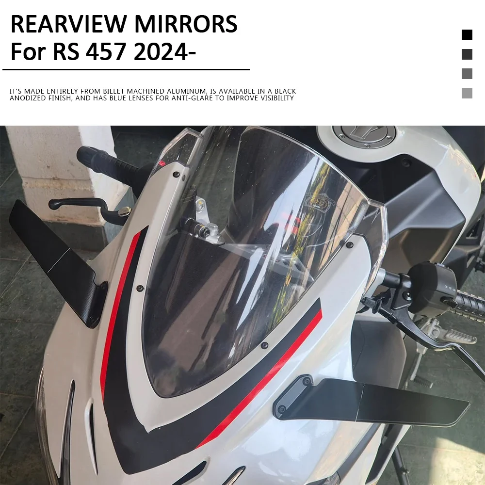 For Aprilia RS 457 RS457 2024-2026 Motorcycle Rear View Mirrors Adjustable Aluminum Mirror Accessories 457RS 457 RS 2025
For Aprilia RS 457 RS457 2024-2026 Motorcycle Rear View Mirrors Adjustable Aluminum Mirror Accessories 457RS 457 RS 2025