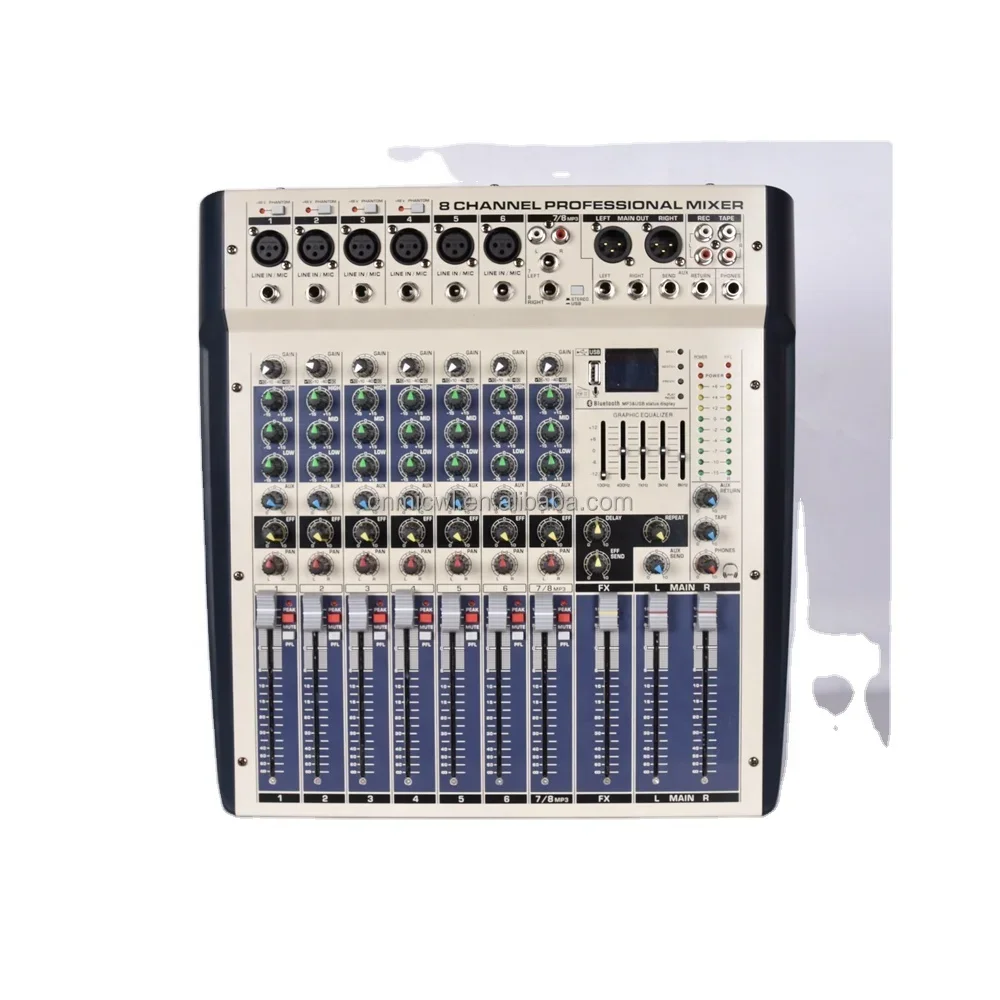 MiCWL M2400 Blue 99 DSP Effect USB 48V Phantom 8 Channel Audio Mixer Mixing Console 2400W D Type Digital Power Amplifier
MiCWL M2400 Blue 99 DSP Effect USB 48V Phantom 8 Channel Audio Mixer Mixing Console 2400W D Type Digital Power Amplifier