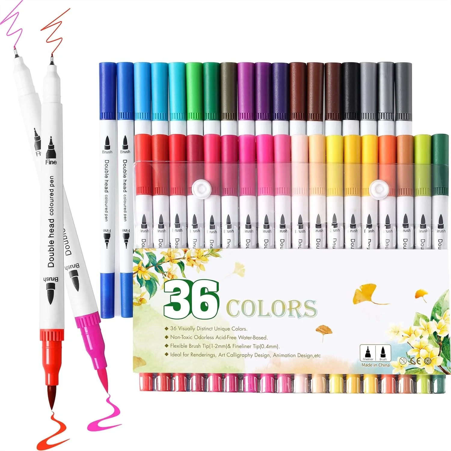 36 Brush Markers for Adult Coloring Books, Dual Tip Pens for Drawing & Lettering, Art Supplies for Journaling
36 Brush Markers for Adult Coloring Books, Dual Tip Pens for Drawing & Lettering, Art Supplies for Journaling