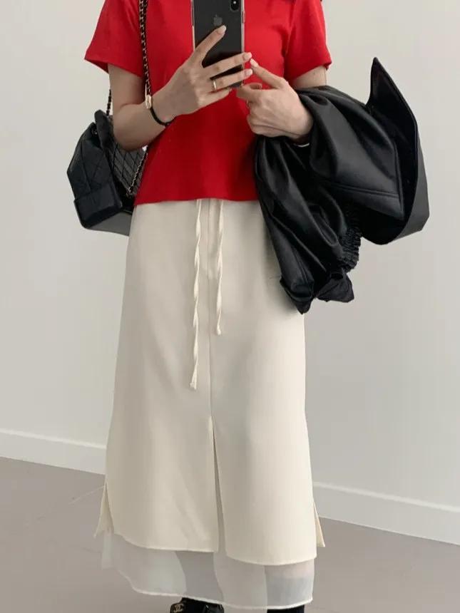 Ele Double Layered Belted Midi Skirt for Women Spring Faion ular Unique Personali Versatile Slimming Korean Sle
Ele Double Layered Belted Midi Skirt for Women Spring Faion ular Unique Personali Versatile Slimming Korean Sle