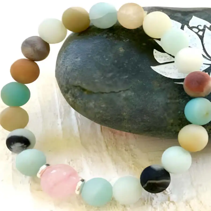 8mm Amazoniteite Rose Quartz Gemstone mala Bracelet 7.5inches Yoga elastic Zen Jewelry Chaplet Meditation Stone Spiritual
8mm Amazoniteite Rose Quartz Gemstone mala Bracelet 7.5inches Yoga elastic Zen Jewelry Chaplet Meditation Stone Spiritual