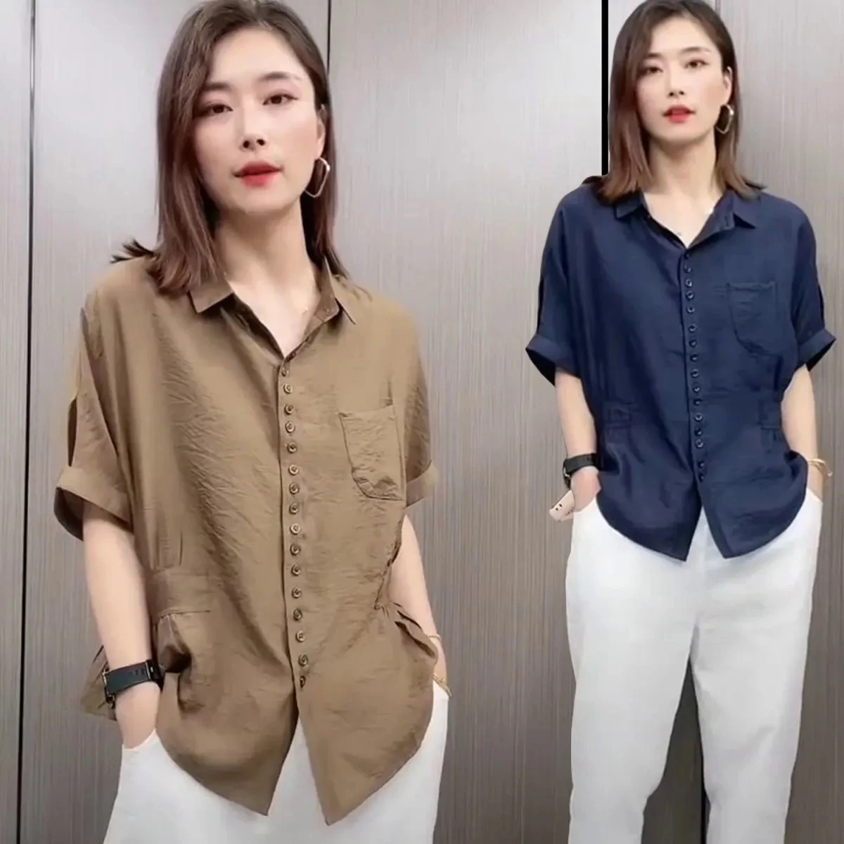 Slimming Large Size Loose Summer Shirt Women's Casual Fashion Top Short Sleeve Sun Protection Small Shirt Collar Button up
Slimming Large Size Loose Summer Shirt Women's Casual Fashion Top Short Sleeve Sun Protection Small Shirt Collar Button up