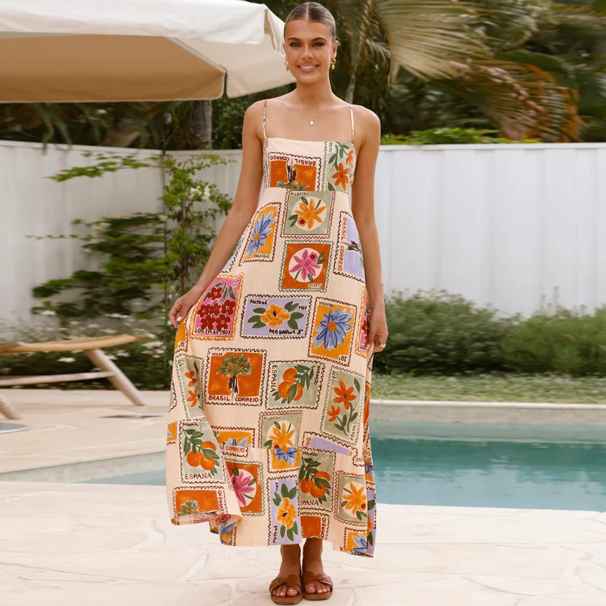 Women Print Strap Sleeveless A Line Casual Holiday Linen Long Spring Summer Dress
Women Print Strap Sleeveless A Line Casual Holiday Linen Long Spring Summer Dress