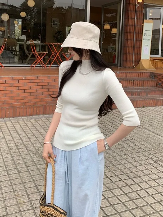 Женский вязаный свитер Dopne F с высоким воротом, весна 2026, новая коллекция, премиум-класса, облегающий, однотонный, базовый топ для ношения под одеждой
Женский вязаный свитер Dopne F с высоким воротом, весна 2026, новая коллекция, премиум-класса, облегающий, однотонный, базовый топ для ношения под одеждой