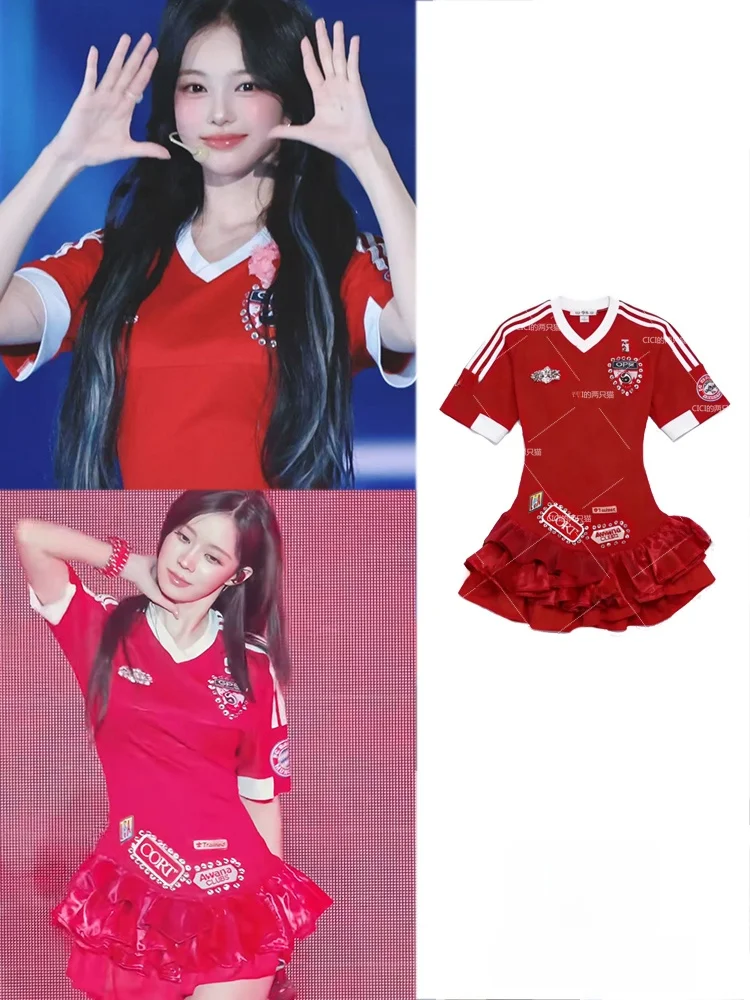 American Retro Red Baseball Dress Hot Girl Short Skirt Stage Performance Clothes Women's Fashion Spring Season New Arrival
American Retro Red Baseball Dress Hot Girl Short Skirt Stage Performance Clothes Women's Fashion Spring Season New Arrival