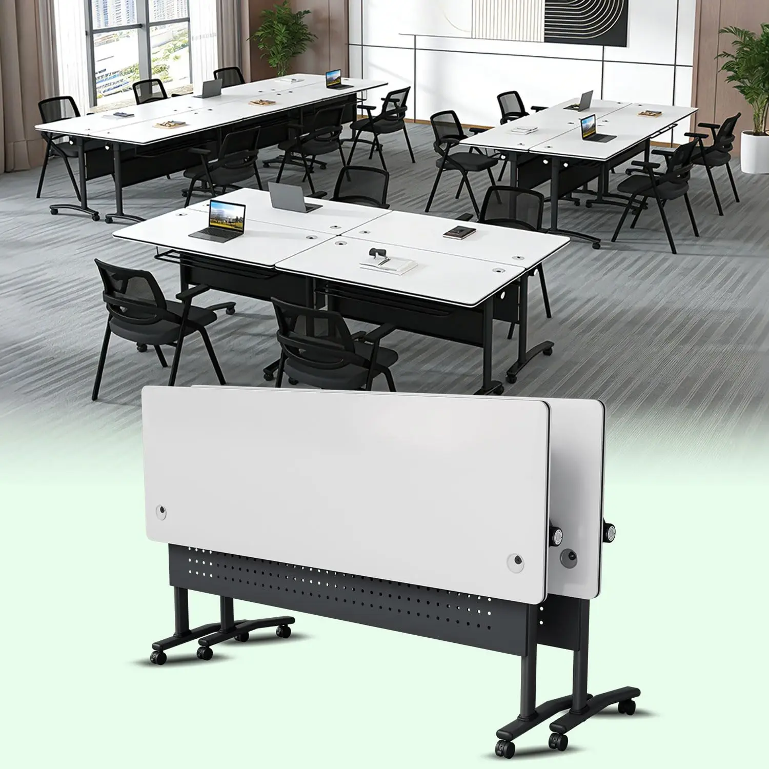 Folding Conference Room Table with Wheels,Modular Conference Tables Seminar Table with Grommet,Stability, Custom
Folding Conference Room Table with Wheels,Modular Conference Tables Seminar Table with Grommet,Stability, Custom