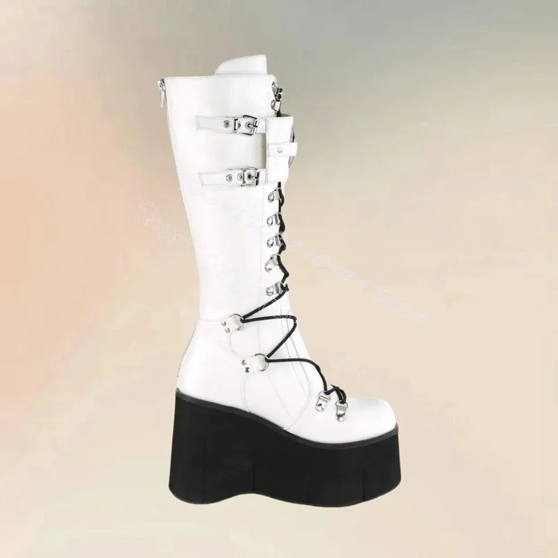 White Belt Fastener Strappy Round Toe Platform Boots Back Zipper Women Shoes Wedges Heel Party Banquet 2024 Zapatos Para Mujere
White Belt Fastener Strappy Round Toe Platform Boots Back Zipper Women Shoes Wedges Heel Party Banquet 2024 Zapatos Para Mujere