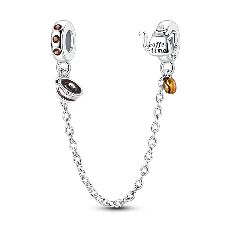 New 925 Sterling Silver Coffee Time Safety Chain For Women Fit Original Bangle Bracelet Jewelry Birthday Anniversary Gifts
New 925 Sterling Silver Coffee Time Safety Chain For Women Fit Original Bangle Bracelet Jewelry Birthday Anniversary Gifts