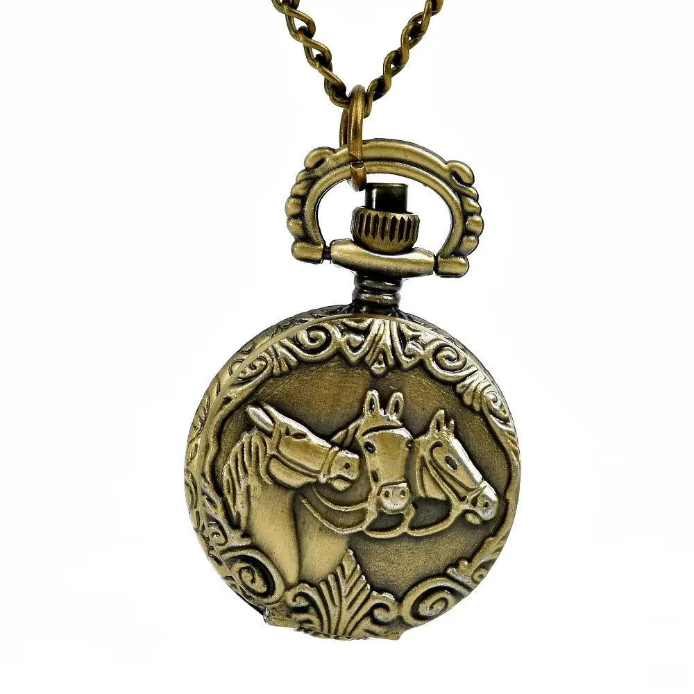 Antique Bronze Three Horse Pocket Watch Necklace Animal Pattern Unique Hand Wind FOB Chain Women
Antique Bronze Three Horse Pocket Watch Necklace Animal Pattern Unique Hand Wind FOB Chain Women