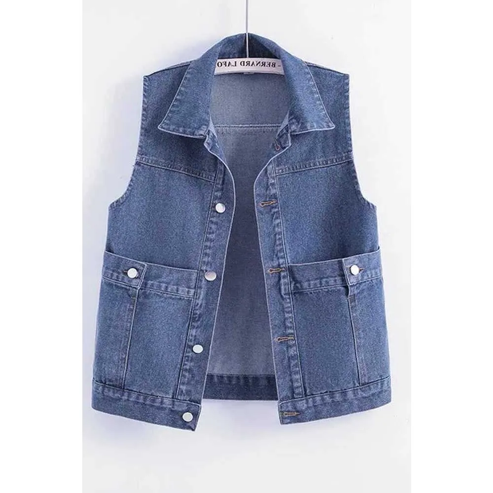 2025 Summer New Sle Casual Loose Denim Vest Women's Jaet with Big kets Versatile Faionable Age-Defng Outerwear
2025 Summer New Sle Casual Loose Denim Vest Women's Jaet with Big kets Versatile Faionable Age-Defng Outerwear