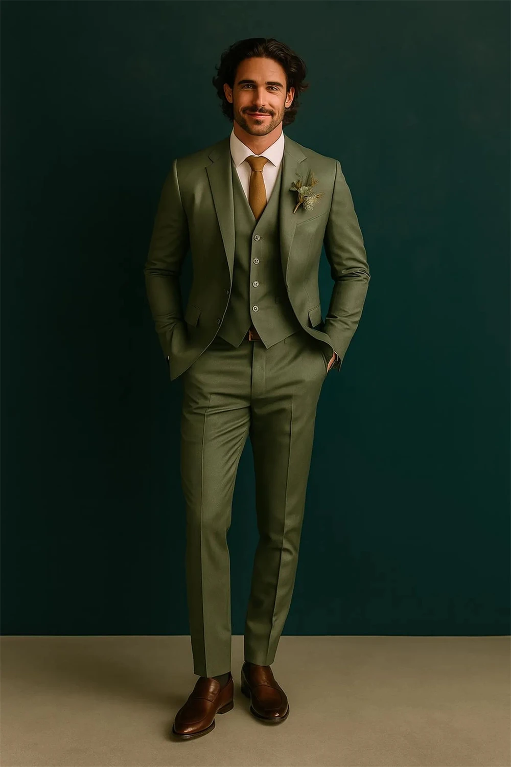 Мужской смокинг цвета хаки, 3 предмета, ручной работы, приталенный крой, для свадьбы, деловых встреч, торжественных мероприятий (пиджак+жилет+брюки)
Мужской смокинг цвета хаки, 3 предмета, ручной работы, приталенный крой, для свадьбы, деловых встреч, торжественных мероприятий (пиджак+жилет+брюки)