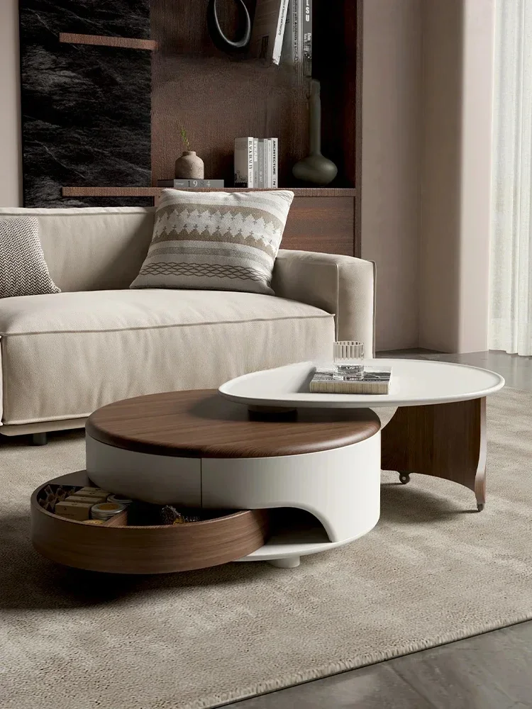 Coffee table living room household small apartment light luxury modern advanced round multi-functional movable tea table
Coffee table living room household small apartment light luxury modern advanced round multi-functional movable tea table