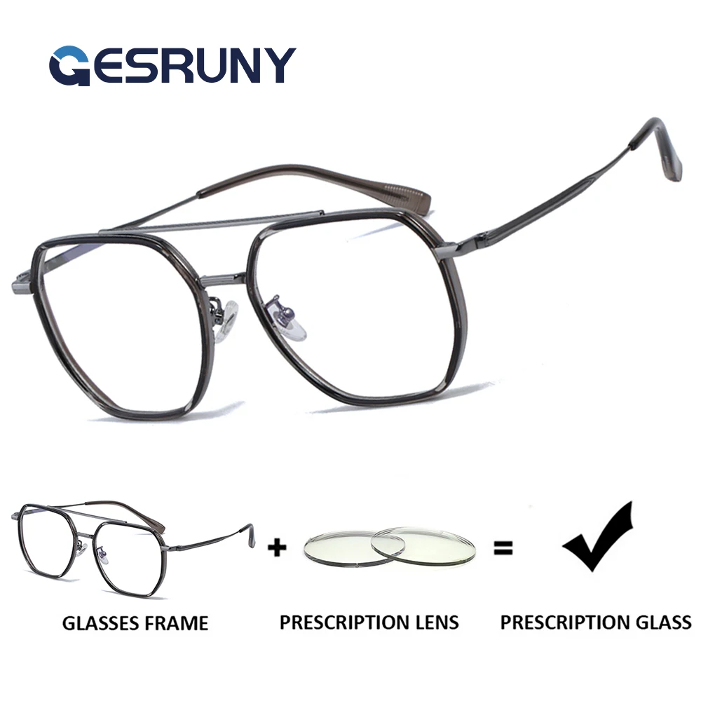 Gesruny Classic Titanium Men's Hexagon Frame Blue Light Reading Glasses Myopia Hyperopia Customizable Prescription Photochromic
Gesruny Classic Titanium Men's Hexagon Frame Blue Light Reading Glasses Myopia Hyperopia Customizable Prescription Photochromic