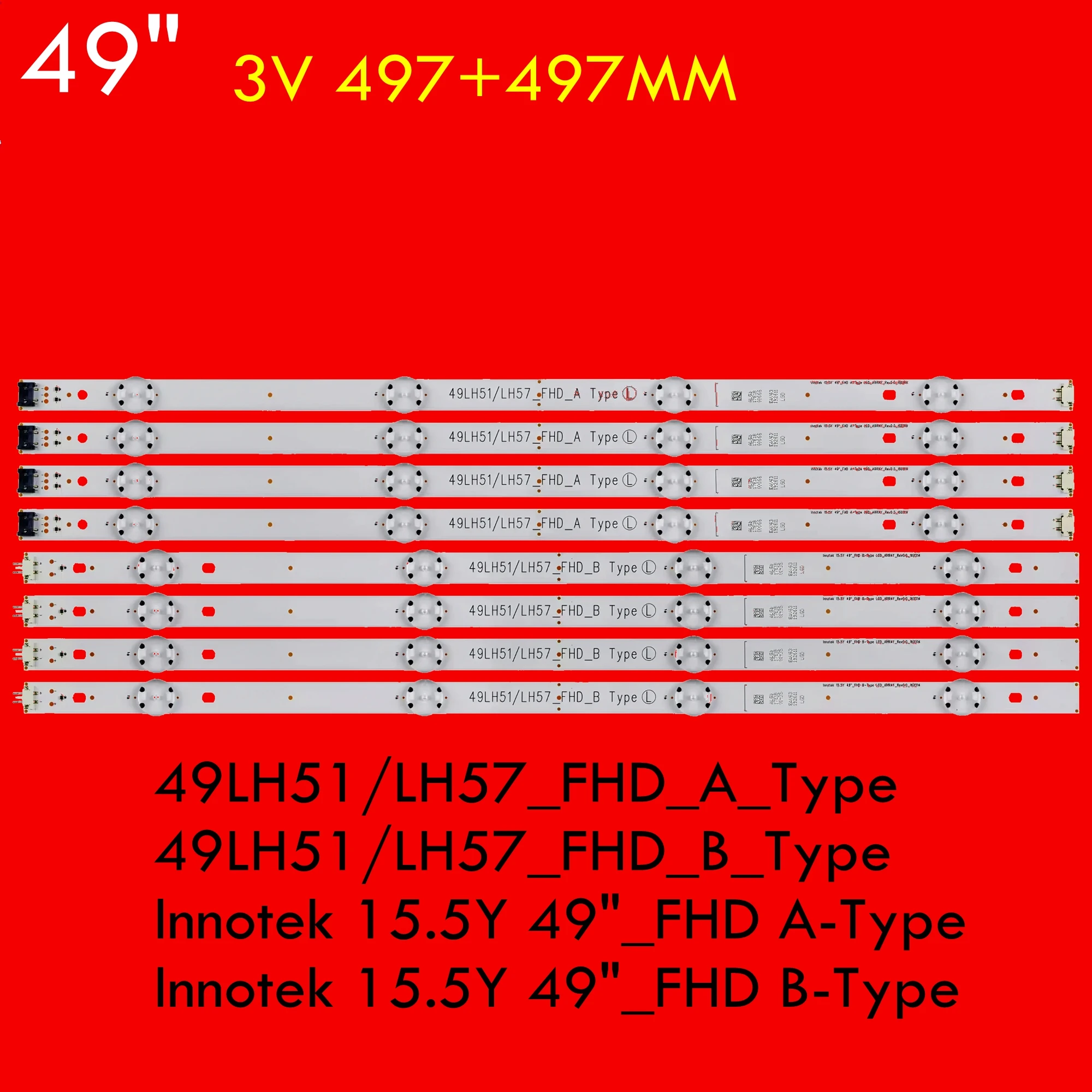 Светодиодная лента для подсветки телевизора для 49LH5700 49LH570V lnnotek 15.5Y 49 "_FHD A B-Type 49LH51/LH57_FHD типа A B
Светодиодная лента для подсветки телевизора для 49LH5700 49LH570V lnnotek 15.5Y 49 "_FHD A B-Type 49LH51/LH57_FHD типа A B