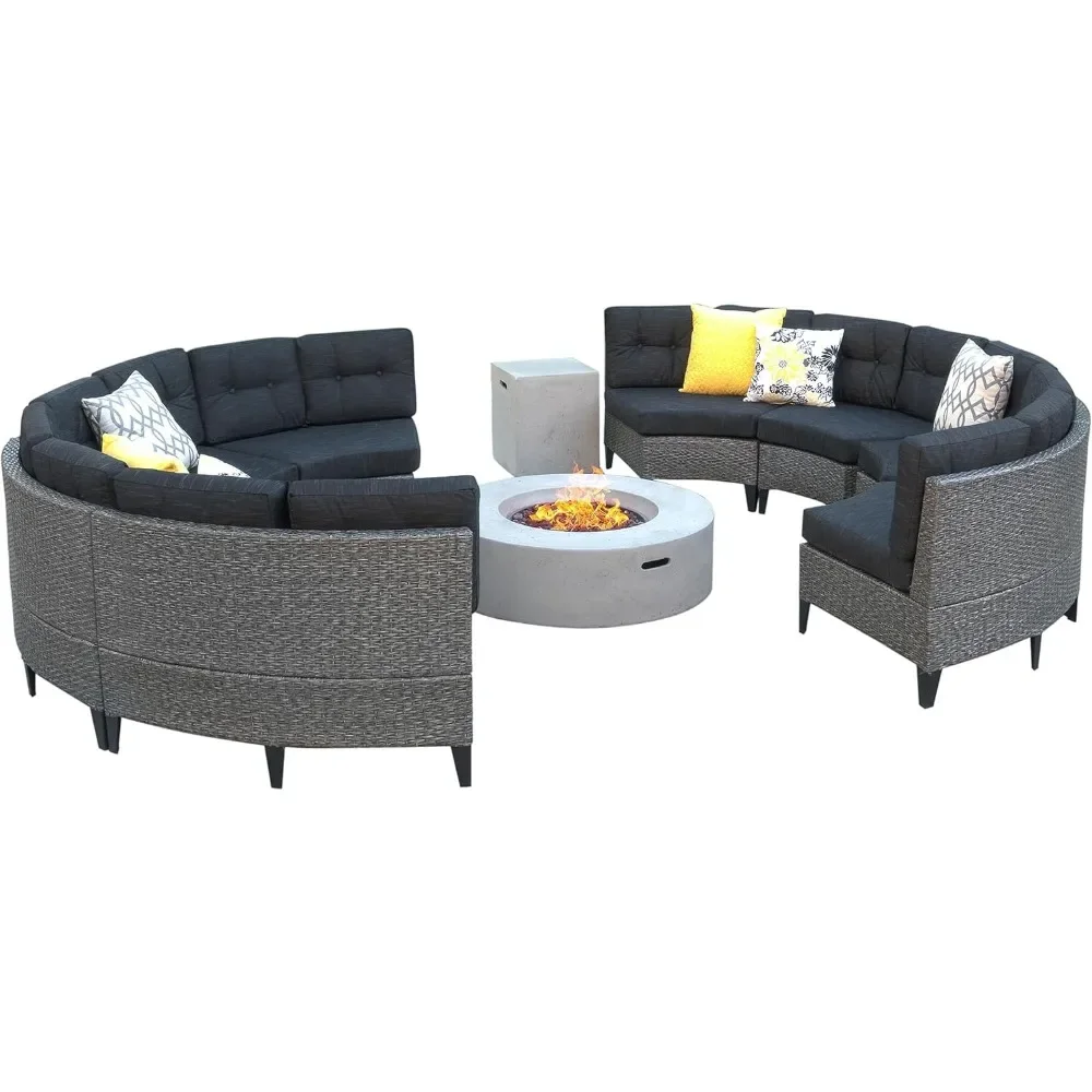 10-Pcs Outdoor Wicker Full Round Sofa Set with Fire Table, Garden Furniture Sets, Conversation Set
10-Pcs Outdoor Wicker Full Round Sofa Set with Fire Table, Garden Furniture Sets, Conversation Set