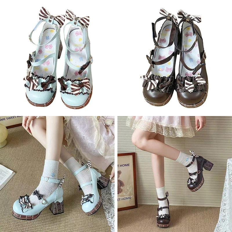 Туфли Мэри Джейн на высоком каблуке в японском стиле для косплея, женские кожаные туфли Y2K, милые туфли в стиле Лолита с шоколадной тематикой, на платформе
Туфли Мэри Джейн на высоком каблуке в японском стиле для косплея, женские кожаные туфли Y2K, милые туфли в стиле Лолита с шоколадной тематикой, на платформе