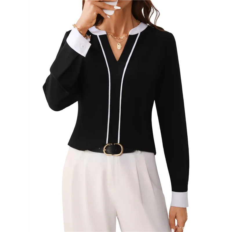 CGS-Womens Dressy V Neck Color Block Business Casual Blouses Long Sleeve Work Shirts Fall Trendy Clothes
CGS-Womens Dressy V Neck Color Block Business Casual Blouses Long Sleeve Work Shirts Fall Trendy Clothes