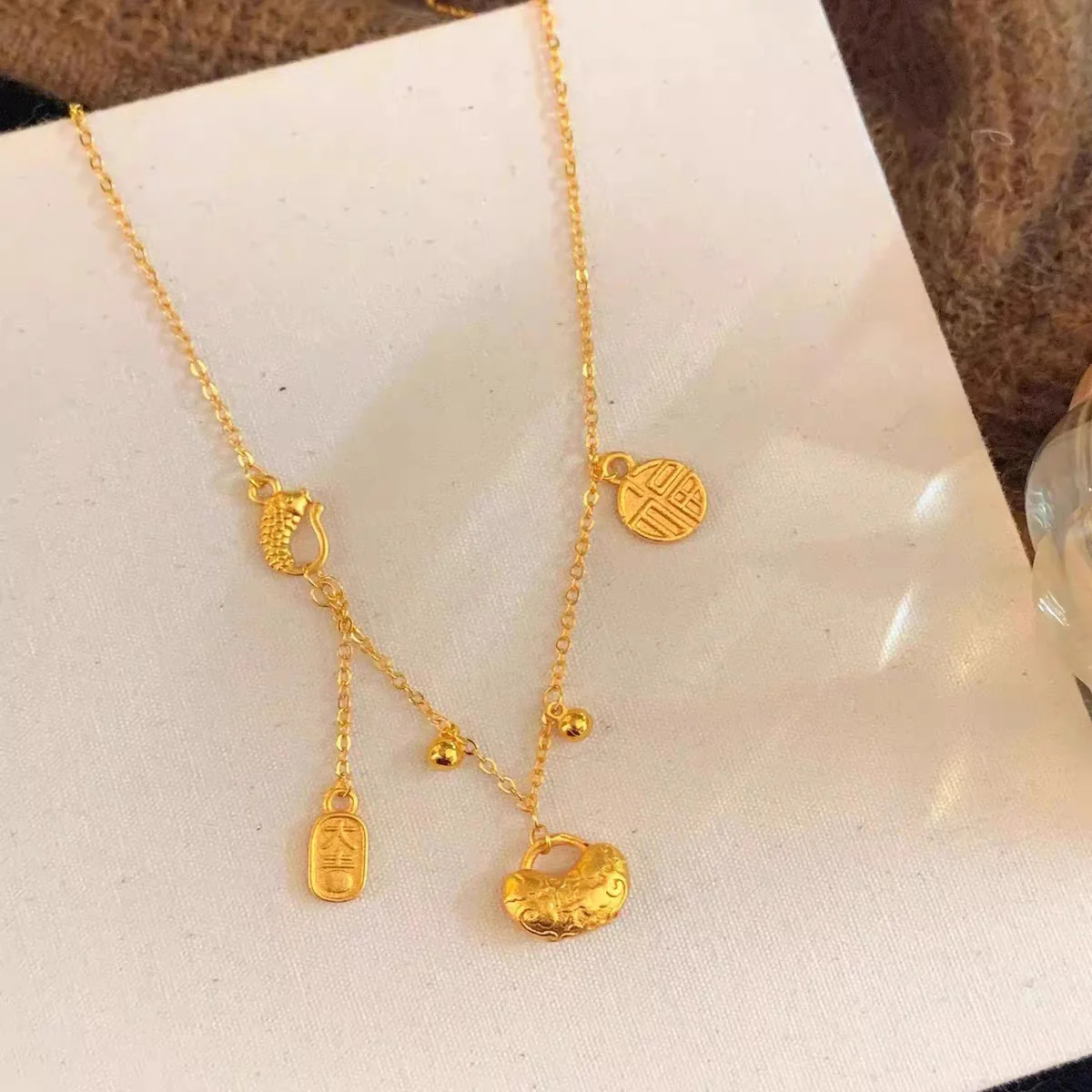 Bountiful Fruits Necklace for Women, 24K Gold, AU999 Gold fruits with pearl accents on delicate chain, harvest-inspired elegance
Bountiful Fruits Necklace for Women, 24K Gold, AU999 Gold fruits with pearl accents on delicate chain, harvest-inspired elegance