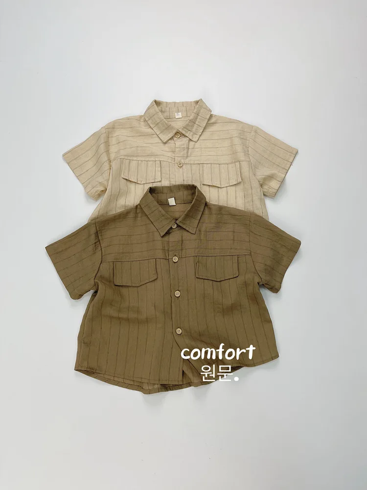 2024 Summer New Children Short Sleeve Lapel Shirts Cotton Linen Baby Boy Girl Striped T Shirts Kids Loose Single Breasted Tops
2024 Summer New Children Short Sleeve Lapel Shirts Cotton Linen Baby Boy Girl Striped T Shirts Kids Loose Single Breasted Tops