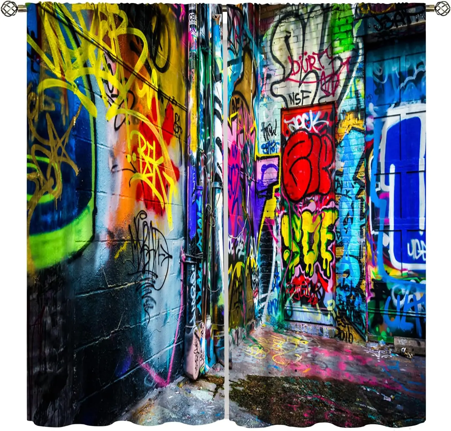 Colorful Graffiti Curtains, Street Abstract Art Creative Colorful Graffiti Theme Illustration, Children Boys Teenagers 2 Panels
Colorful Graffiti Curtains, Street Abstract Art Creative Colorful Graffiti Theme Illustration, Children Boys Teenagers 2 Panels