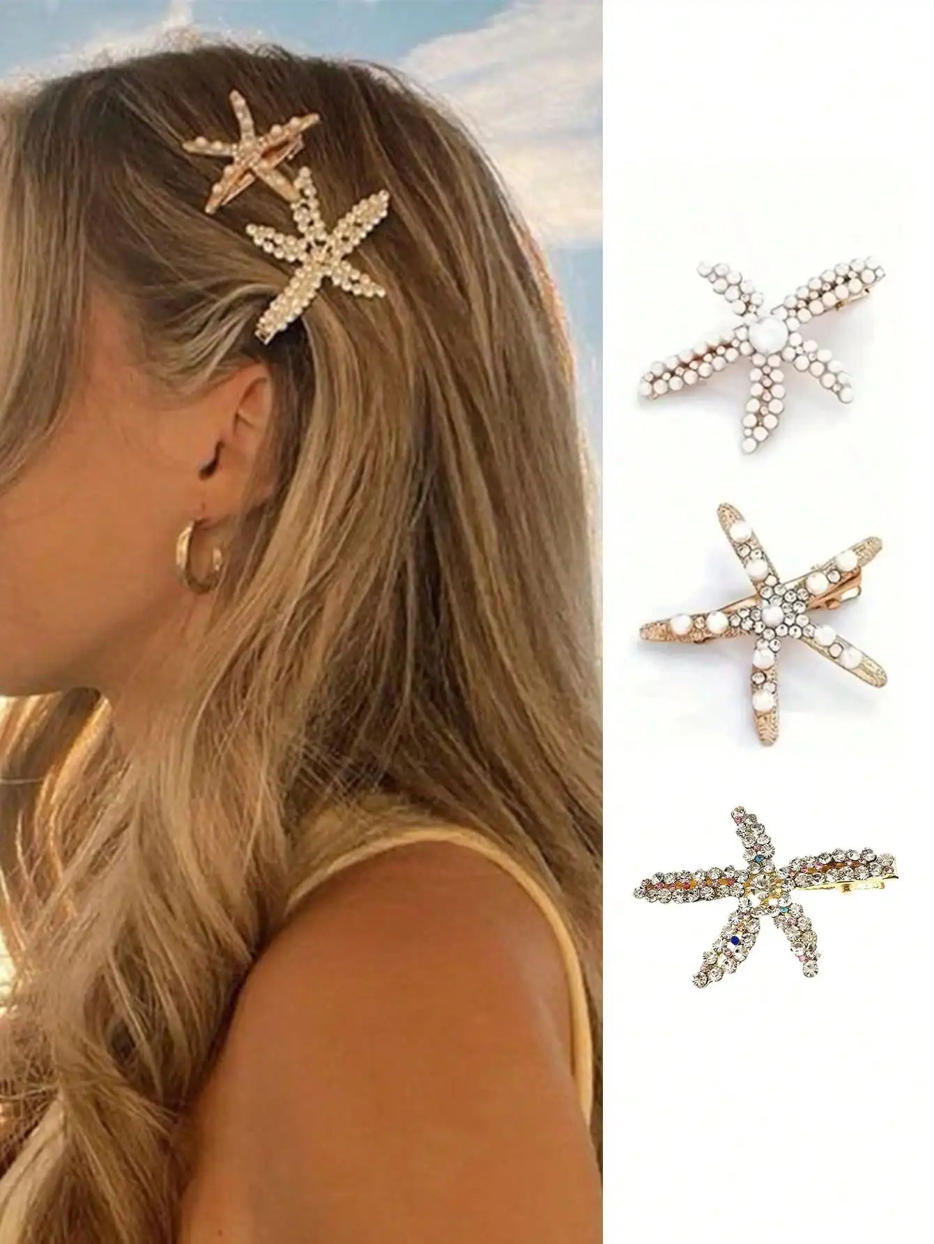 3pcs Vintage Faux Pearl Decor Starfish Shaped Hair Clip Stylish Hair Bun Maker Accessory, Suitable For Women And Girls For Daily
3pcs Vintage Faux Pearl Decor Starfish Shaped Hair Clip Stylish Hair Bun Maker Accessory, Suitable For Women And Girls For Daily