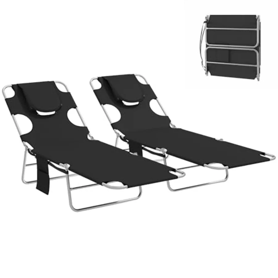 Chaise Lounge Chair Outdoor Set of 2 with Face Arm Hole, 5-Position Reclining Face Down Tanning Chair with Carry Strap, Side Po
Chaise Lounge Chair Outdoor Set of 2 with Face Arm Hole, 5-Position Reclining Face Down Tanning Chair with Carry Strap, Side Po