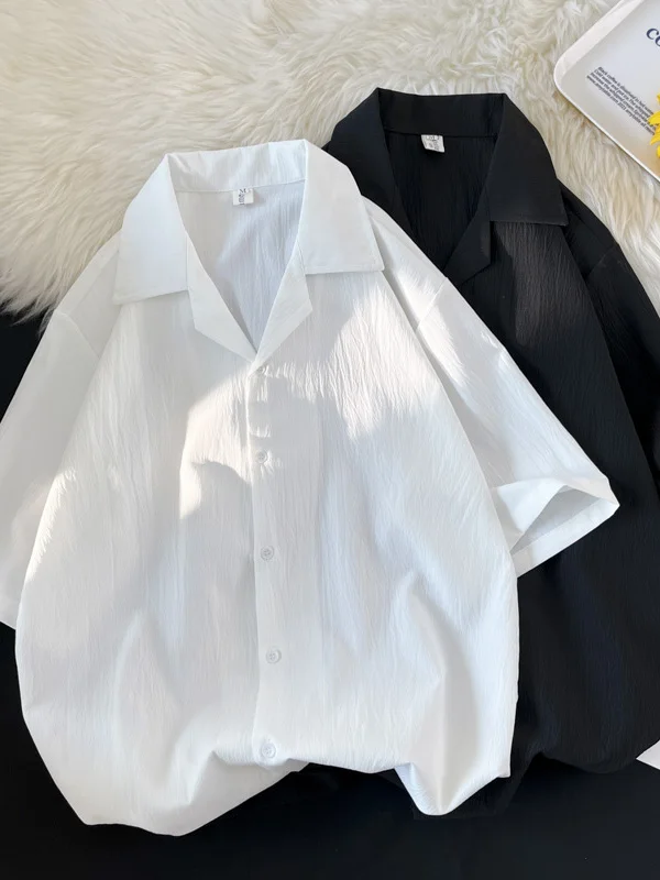 Loose Fit Ice Silk Shirt Men's Short Sleeve Cuban Collar Summer Trend Design Cool Handsome Top Youth Style Color
Loose Fit Ice Silk Shirt Men's Short Sleeve Cuban Collar Summer Trend Design Cool Handsome Top Youth Style Color