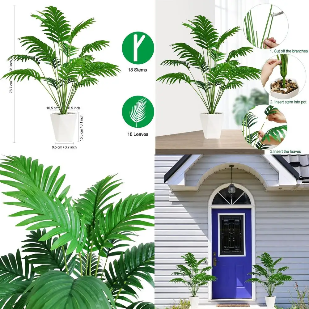 Pair of 31 Artificial Tropical Palm Trees in Pots with Lush Green Leaves for Home, Office Décor
Pair of 31 Artificial Tropical Palm Trees in Pots with Lush Green Leaves for Home, Office Décor