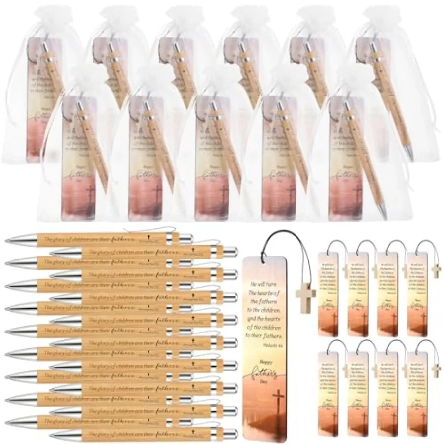 Sets Father's Day Christian Gift with Bible Verse Bamboo Pen Religious Bookmarks Wooden Scripture Bookmarks with Organza Bags C
Sets Father's Day Christian Gift with Bible Verse Bamboo Pen Religious Bookmarks Wooden Scripture Bookmarks with Organza Bags C