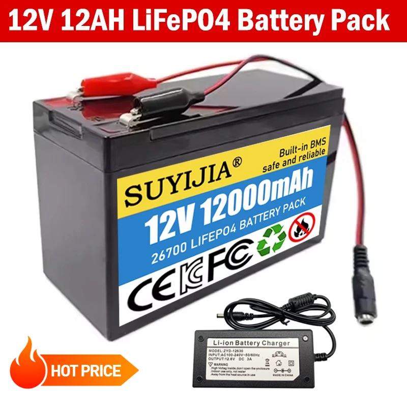 New 11.1V 12Ah LiFePO4 Battery Pack Built-in 30A BMS for Sprayer Access Control Audio UPS Toys Electric Vehicle 12V Power Supply
New 11.1V 12Ah LiFePO4 Battery Pack Built-in 30A BMS for Sprayer Access Control Audio UPS Toys Electric Vehicle 12V Power Supply