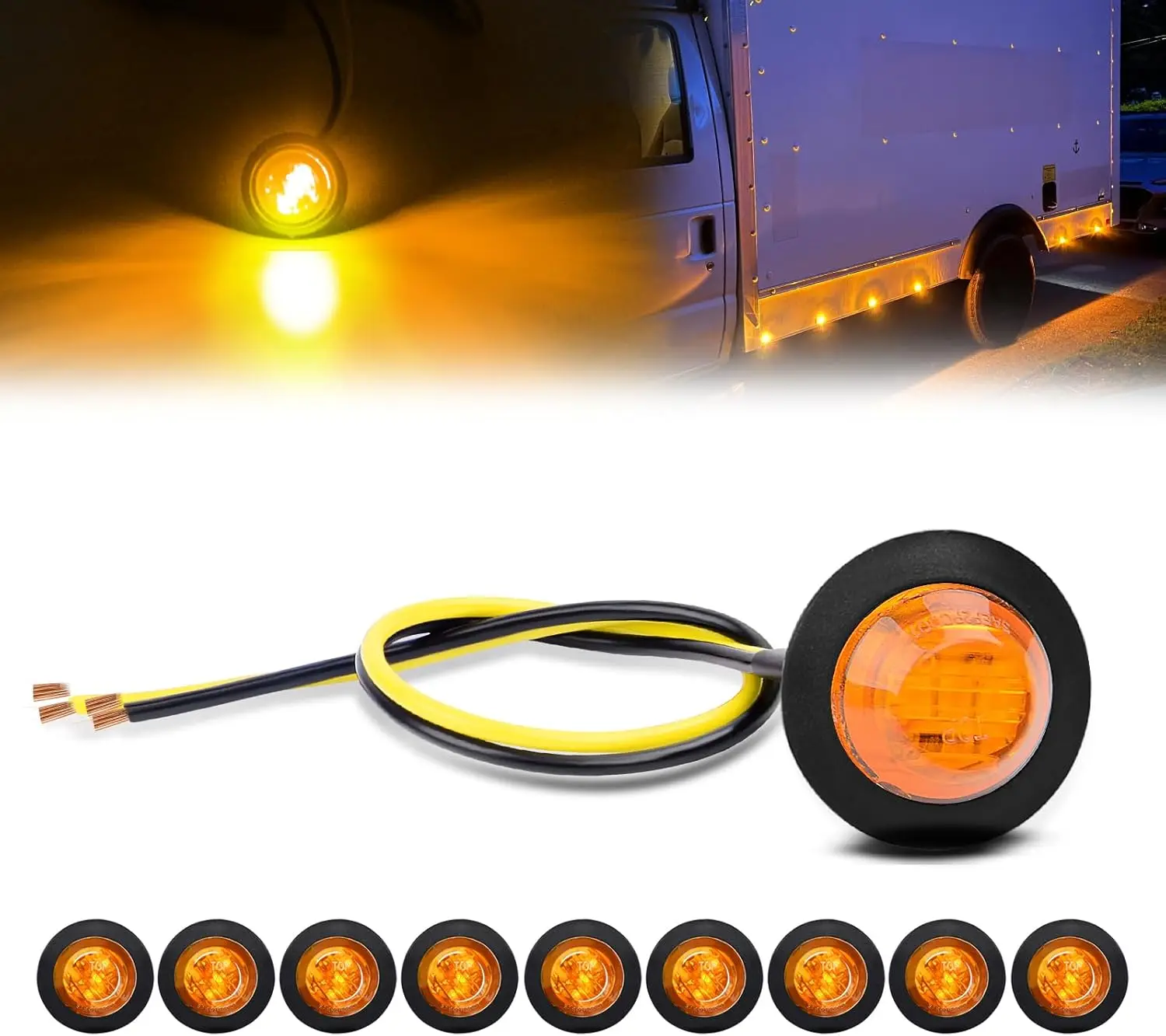 3/4 Inch Bullet Side Marker Light 10PCS Amber Round Clearance LED Front Rear Indicator Lights for Trailer Van Caravan Boat Truck
3/4 Inch Bullet Side Marker Light 10PCS Amber Round Clearance LED Front Rear Indicator Lights for Trailer Van Caravan Boat Truck