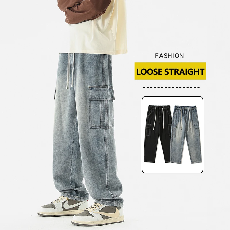 Men's Loose Cargo Jeans Fashion Streetwear Large Pocket Elastic Waist Casual Straight American Y2K Denim Pants Autumn Trousers
Men's Loose Cargo Jeans Fashion Streetwear Large Pocket Elastic Waist Casual Straight American Y2K Denim Pants Autumn Trousers