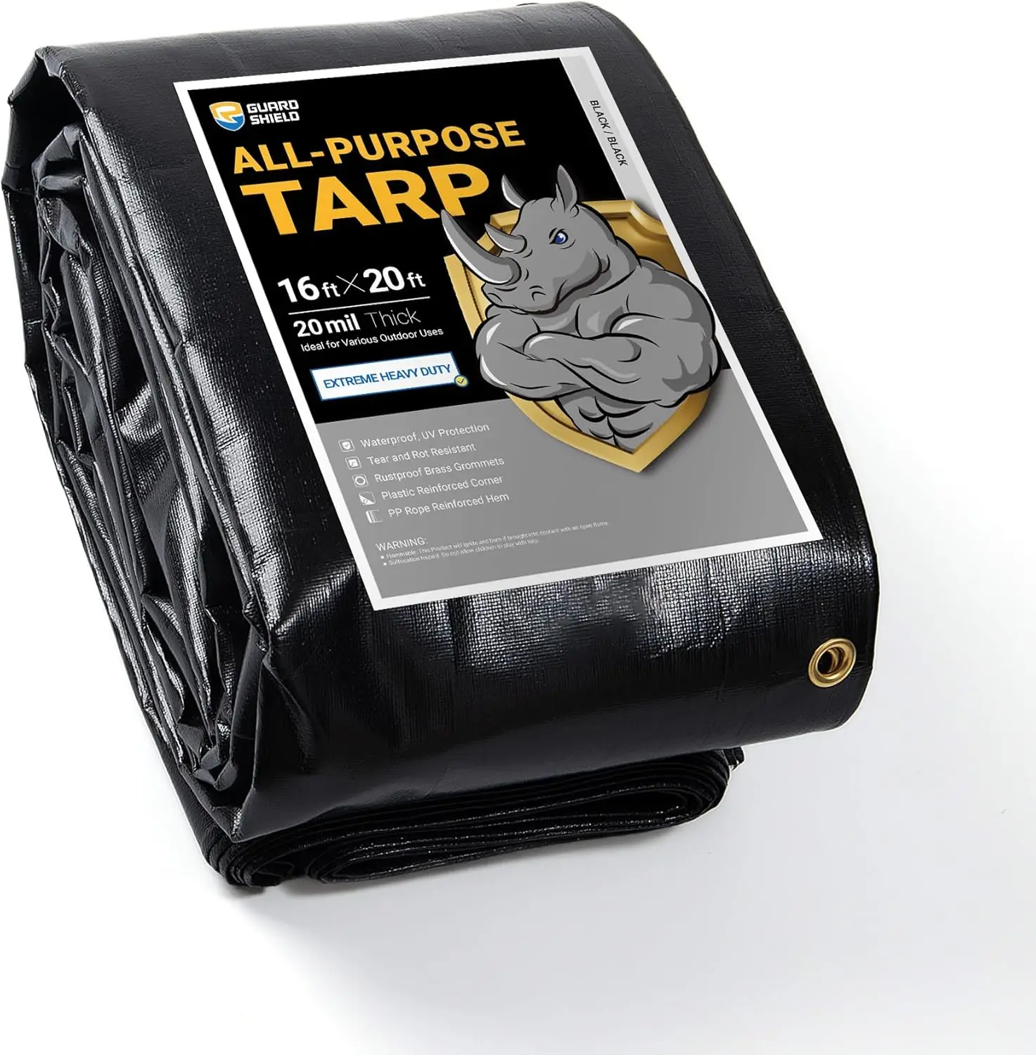 Extreme Heavy Duty Black Poly Tarp 16x20ft, 20mil Thick Waterproof UV Resistant Cover
Extreme Heavy Duty Black Poly Tarp 16x20ft, 20mil Thick Waterproof UV Resistant Cover