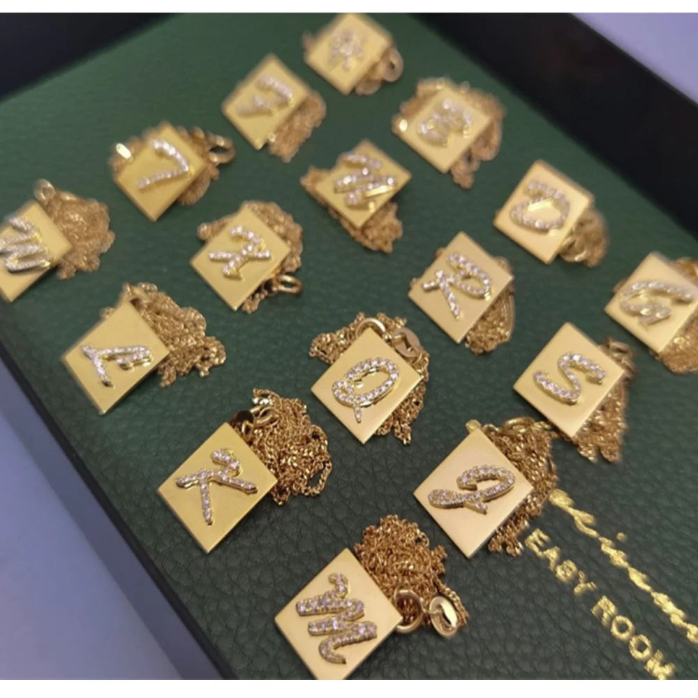 Necklace Diamond Letter Pendant 18K Import Solid Yellow Gold Jewelry(AU750) Women Chain Letter Primary Block Alphabet Fashion
Necklace Diamond Letter Pendant 18K Import Solid Yellow Gold Jewelry(AU750) Women Chain Letter Primary Block Alphabet Fashion
