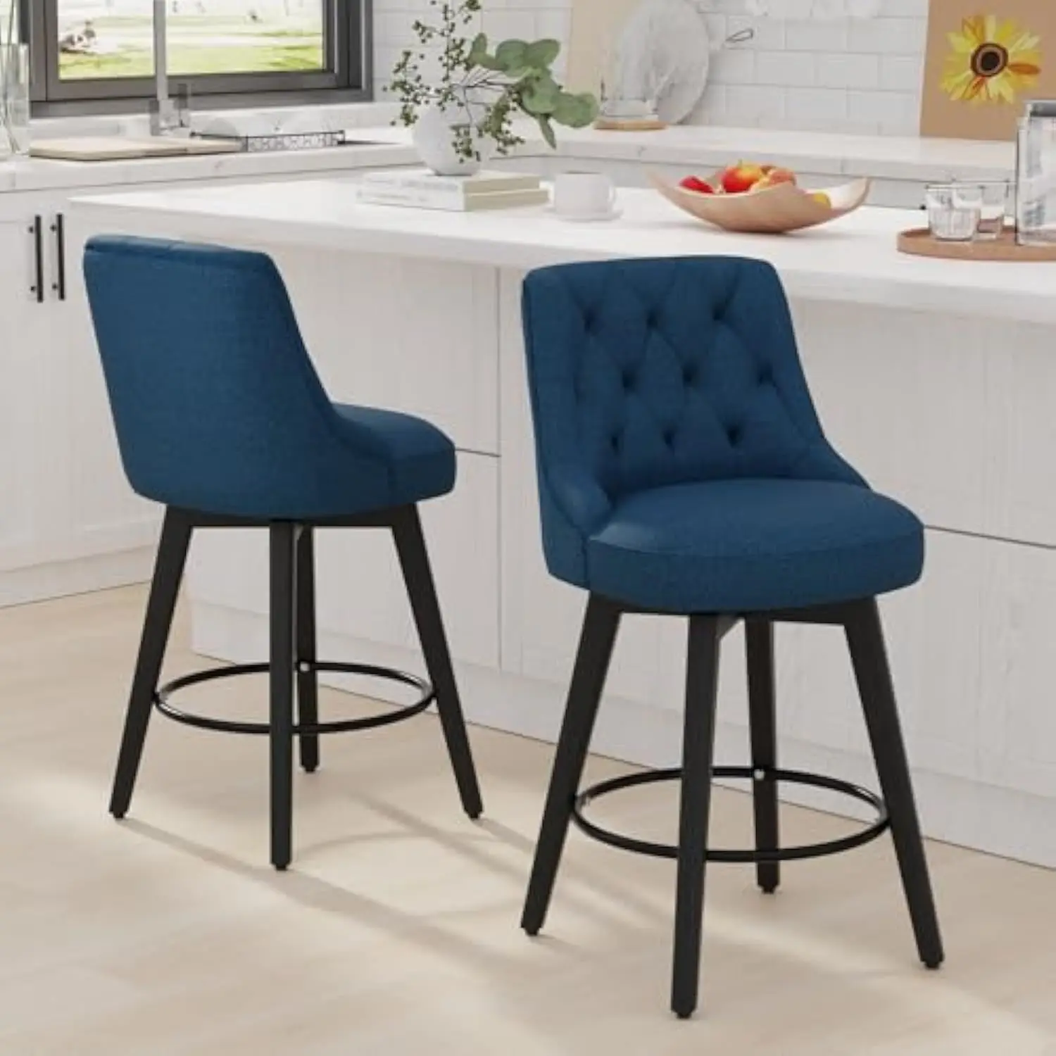 Modern 26 Inch Bar Stools Set of 2, Swivel Height Counter Stools with High Back, Upholstered Barstool, Bar Chair with High Back
Modern 26 Inch Bar Stools Set of 2, Swivel Height Counter Stools with High Back, Upholstered Barstool, Bar Chair with High Back