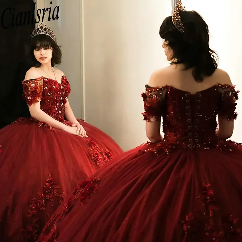 Red Off The Shoulder Beading Crystal Quinceanera Dresses Ball Gown 3D Flowers Appliques Lace Sweet 15 Años Mexican Customized
Red Off The Shoulder Beading Crystal Quinceanera Dresses Ball Gown 3D Flowers Appliques Lace Sweet 15 Años Mexican Customized