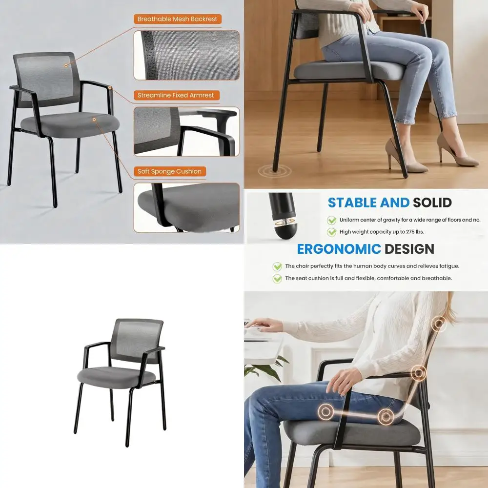 Эргономичные стулья с сетчатой спинкой и мягкими тканевыми сиденьями для офисных зон ожидания и домашних лобби, серые
Эргономичные стулья с сетчатой спинкой и мягкими тканевыми сиденьями для офисных зон ожидания и домашних лобби, серые