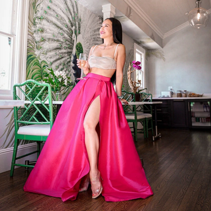High Slit Satin Long Women Skirts Bright Taffeta A Line Prom Party Skirts Elegnat Ruffles Female Evening Skirt Zipper
High Slit Satin Long Women Skirts Bright Taffeta A Line Prom Party Skirts Elegnat Ruffles Female Evening Skirt Zipper