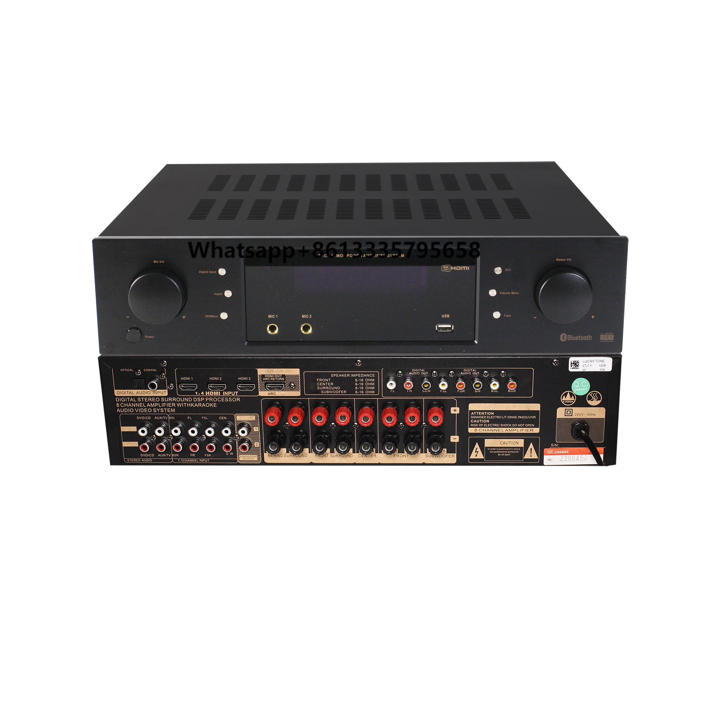 7.1 Channel HiFi Home Theater Surround Sound Audio Video Amplifier with Blue Tooth/ USB
7.1 Channel HiFi Home Theater Surround Sound Audio Video Amplifier with Blue Tooth/ USB