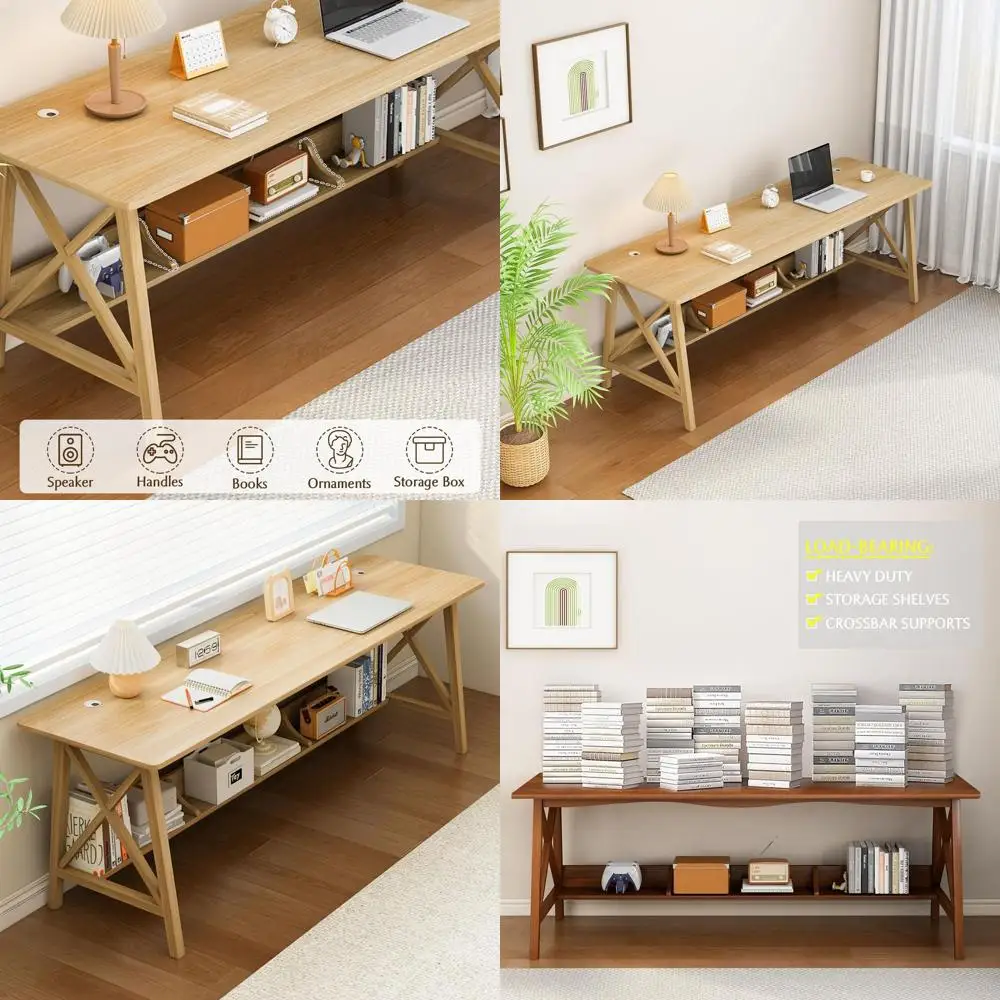 Двусторонний письменный стол из дуба с полками для хранения, ширина 71 дюйм, рабочая станция для двух человек
Двусторонний письменный стол из дуба с полками для хранения, ширина 71 дюйм, рабочая станция для двух человек