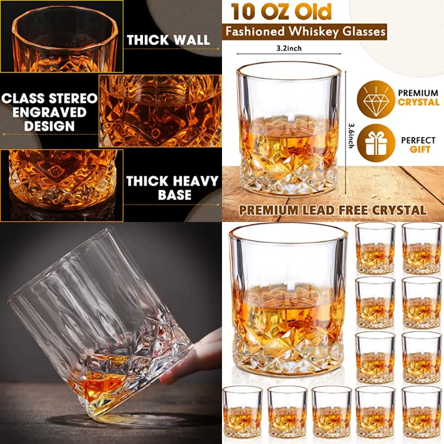 12 Pack Whiskey Glasses 10 oz Old Fashioned Glasses in Bar and Party Bourbon Glass, Rocks Glass, Cocktail Liquor Whiskey Lover
12 Pack Whiskey Glasses 10 oz Old Fashioned Glasses in Bar and Party Bourbon Glass, Rocks Glass, Cocktail Liquor Whiskey Lover