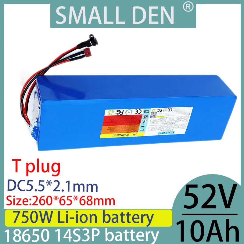 18650 new 52V 10Ah lithium battery pack with 0-750w high-power built-in BMS suitable for 14S3P lithium battery+58.8V2A3A charger
18650 new 52V 10Ah lithium battery pack with 0-750w high-power built-in BMS suitable for 14S3P lithium battery+58.8V2A3A charger