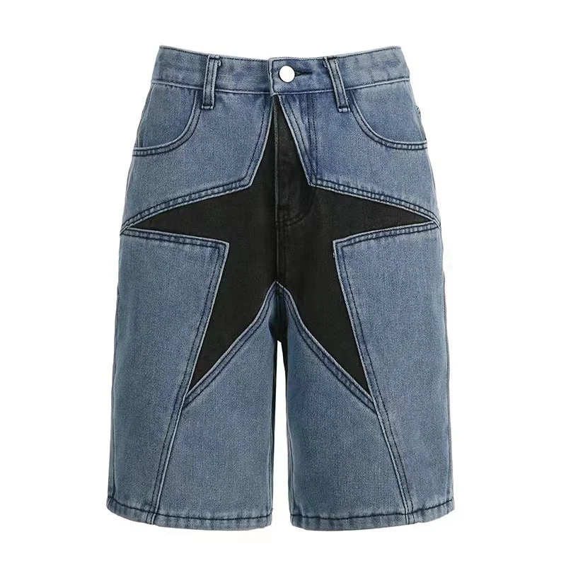 Women Contrast Color Star Patch Denim Shorts American High Waist Loose Casual Streetwear Half Length Jeans High Street Shorts
Women Contrast Color Star Patch Denim Shorts American High Waist Loose Casual Streetwear Half Length Jeans High Street Shorts