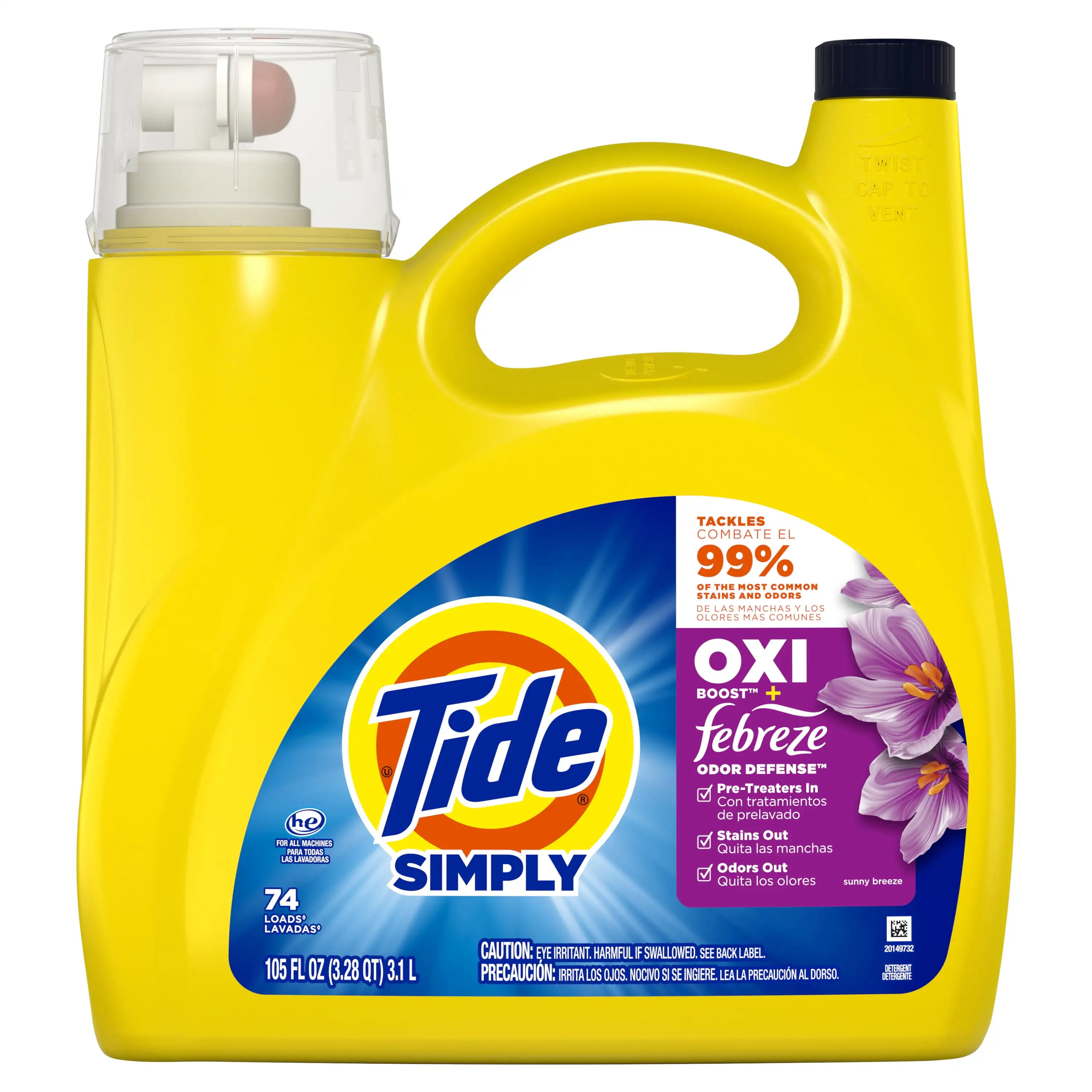 Просто Oxi Boost + защита от запаха Febreze, Sunny Breeze, 74, загрузка, 105 жидких унций
Просто Oxi Boost + защита от запаха Febreze, Sunny Breeze, 74, загрузка, 105 жидких унций