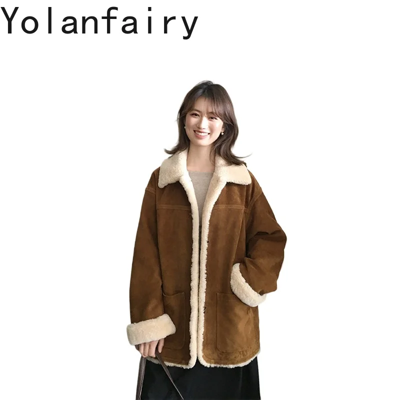 YOLANFAIRY Fashion Young Suede Genuine Goatskin Leather Jacket Women Mid-long Warm White Goose Down Leather Coat Elegant Winter
YOLANFAIRY Fashion Young Suede Genuine Goatskin Leather Jacket Women Mid-long Warm White Goose Down Leather Coat Elegant Winter