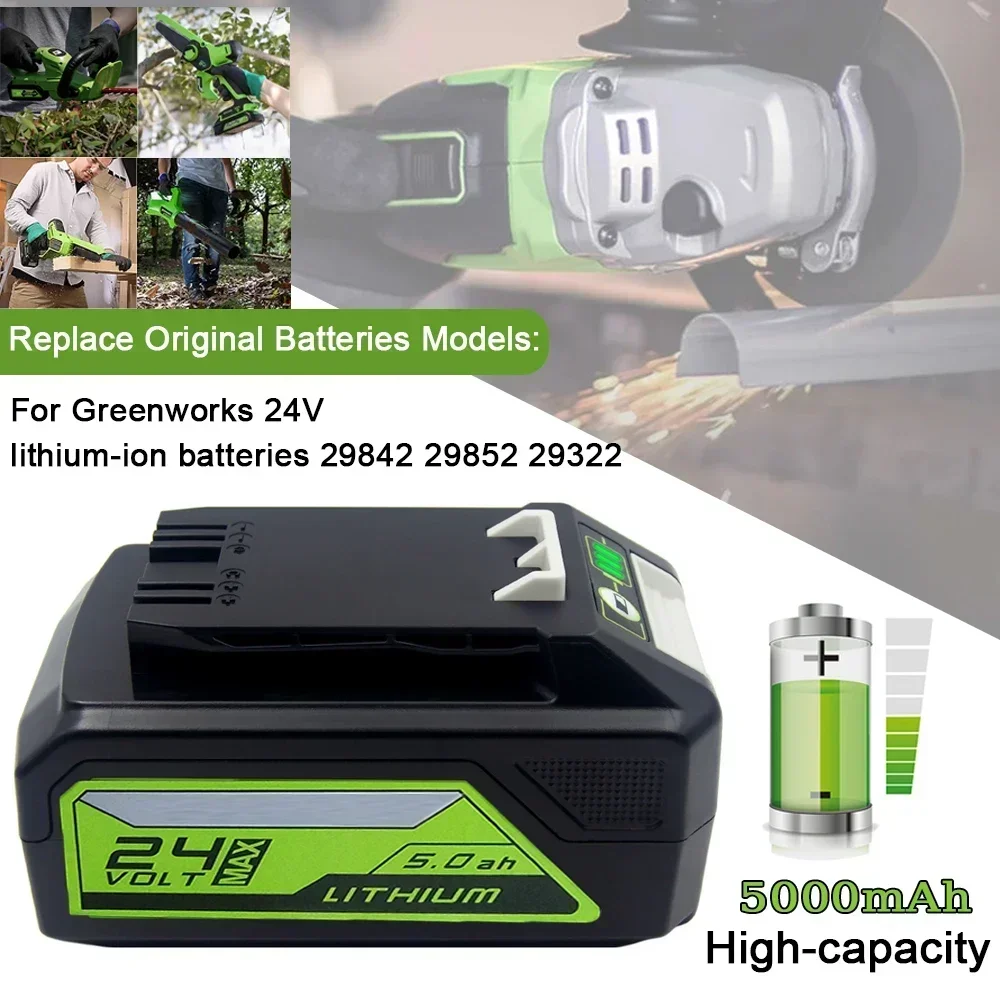 24V Li-ion Battery 5.0Ah/3.0Ah for Greenworks G24B4 Battery 48V 29842 29852 BAG708 BAG711 Cordless Tools 20352 22232 2508302
24V Li-ion Battery 5.0Ah/3.0Ah for Greenworks G24B4 Battery 48V 29842 29852 BAG708 BAG711 Cordless Tools 20352 22232 2508302