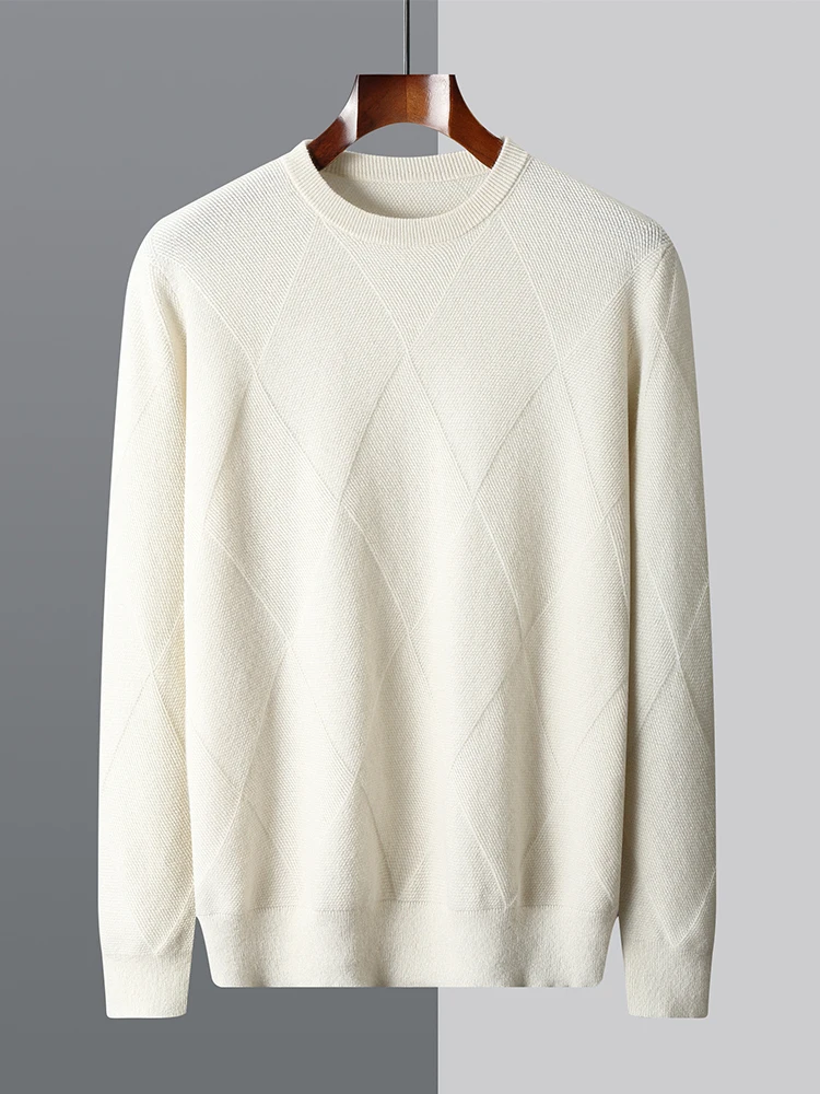 Men's Winter Pure Wool Sweater Basic O-neck Long Sleeve Pullover Thick Soft Rhombus Knit Clothing 100% Merino Wool Knitwear Tops
Men's Winter Pure Wool Sweater Basic O-neck Long Sleeve Pullover Thick Soft Rhombus Knit Clothing 100% Merino Wool Knitwear Tops