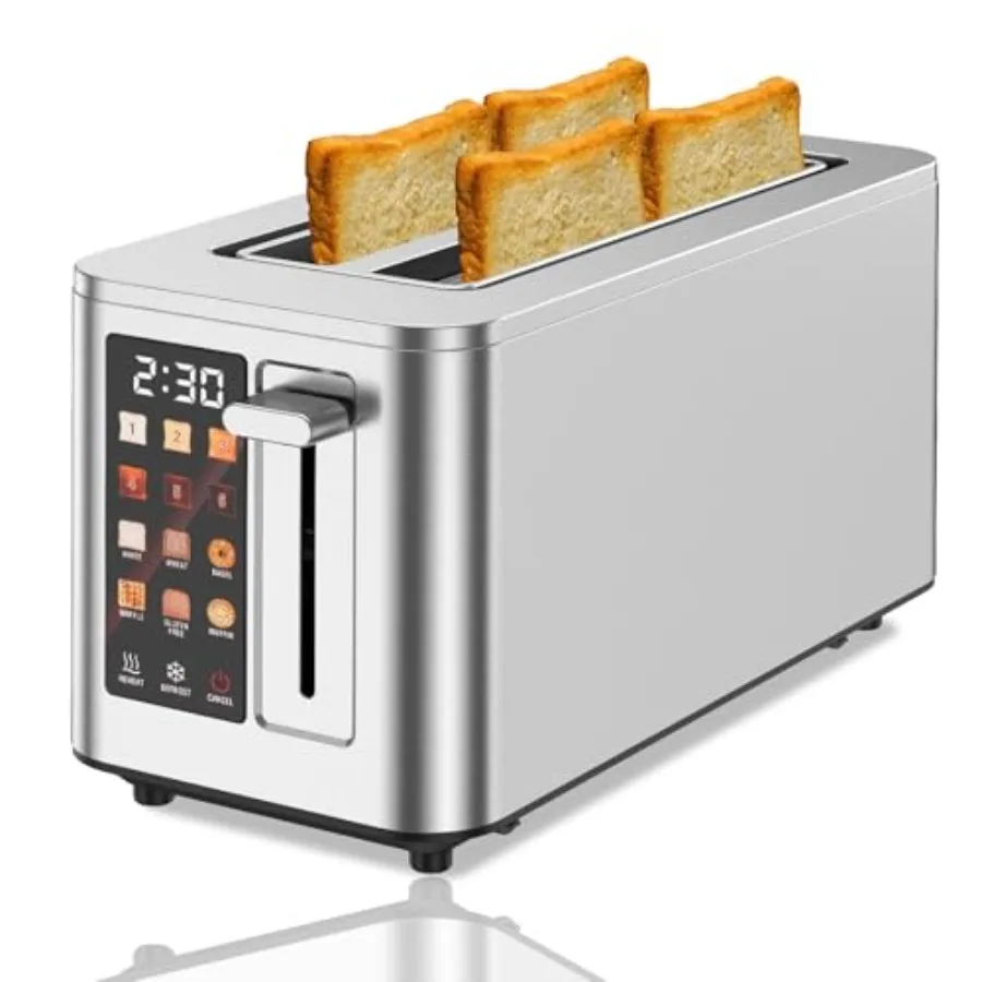 4-Slice Touch Screen Toaster with LCD Display Extra Wide 1.5 Slots 4 Shade Settings Memory Function 1400W 16.54 x 8.66 x 7.48 I
4-Slice Touch Screen Toaster with LCD Display Extra Wide 1.5 Slots 4 Shade Settings Memory Function 1400W 16.54 x 8.66 x 7.48 I