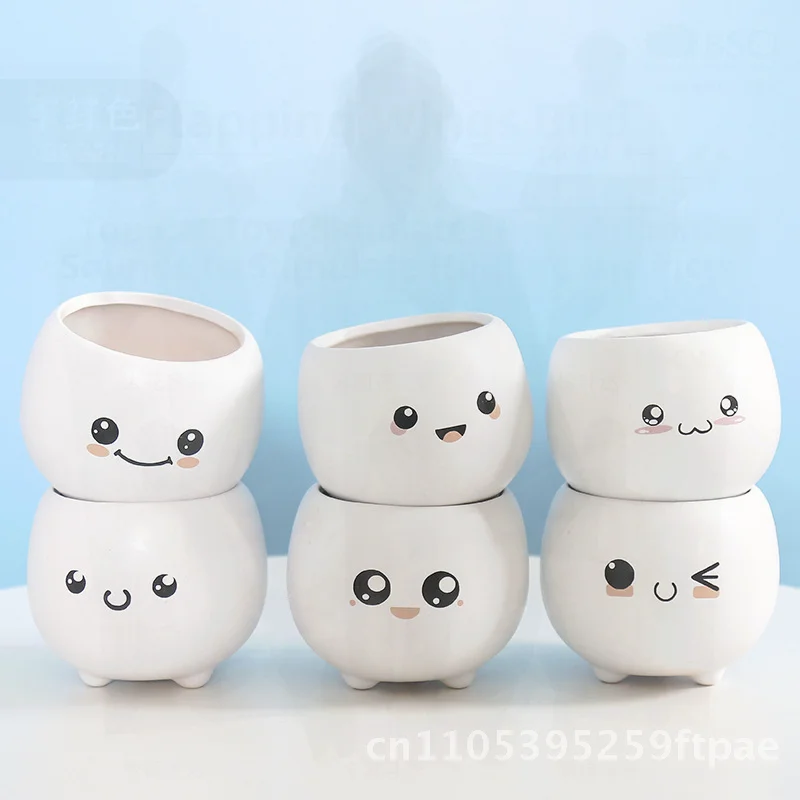 Ceramic Flower Pot with Cute Expression Small Adorable Plant Potted for Indoor Office Radiation Protection White & Yellow Tongue
Ceramic Flower Pot with Cute Expression Small Adorable Plant Potted for Indoor Office Radiation Protection White & Yellow Tongue