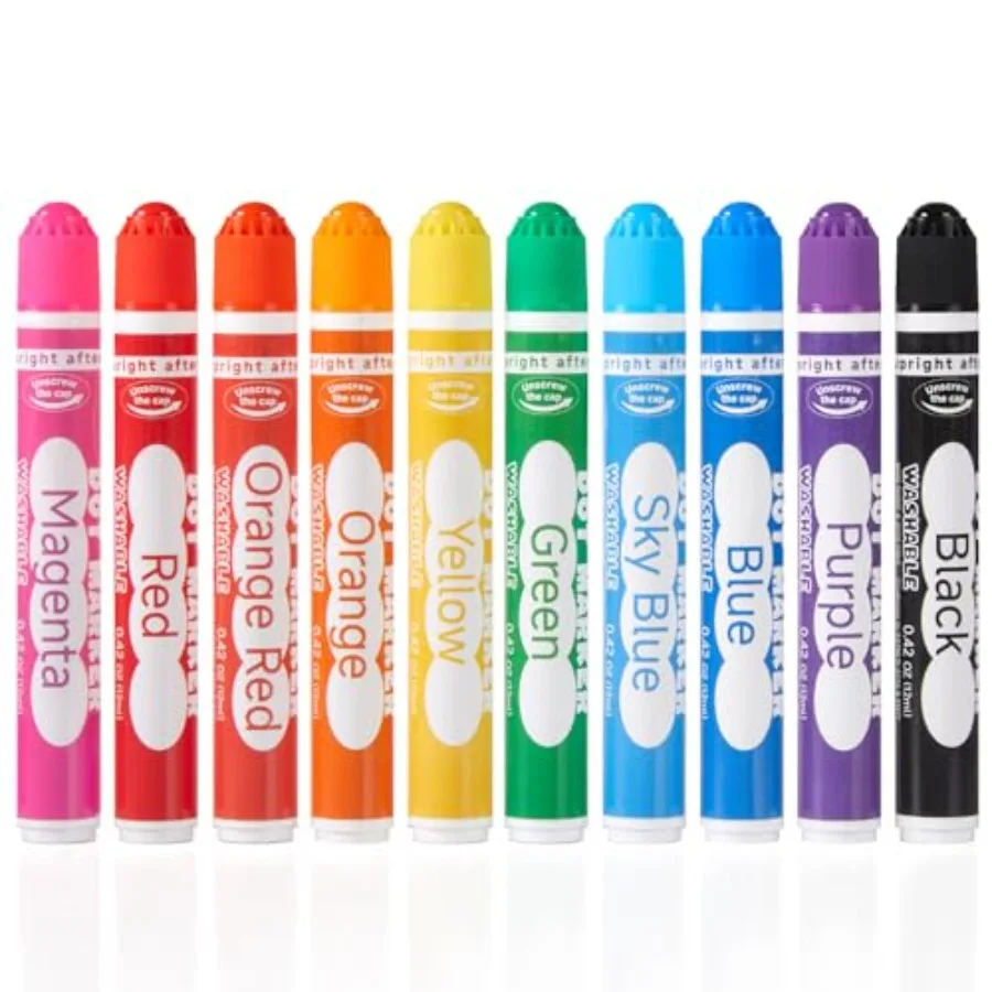 Dot Markers, 10 Colors Washable Markers for Toddlers, Bingo Daubers Supplies Preschool,Non Toxic Water-Based
Dot Markers, 10 Colors Washable Markers for Toddlers, Bingo Daubers Supplies Preschool,Non Toxic Water-Based